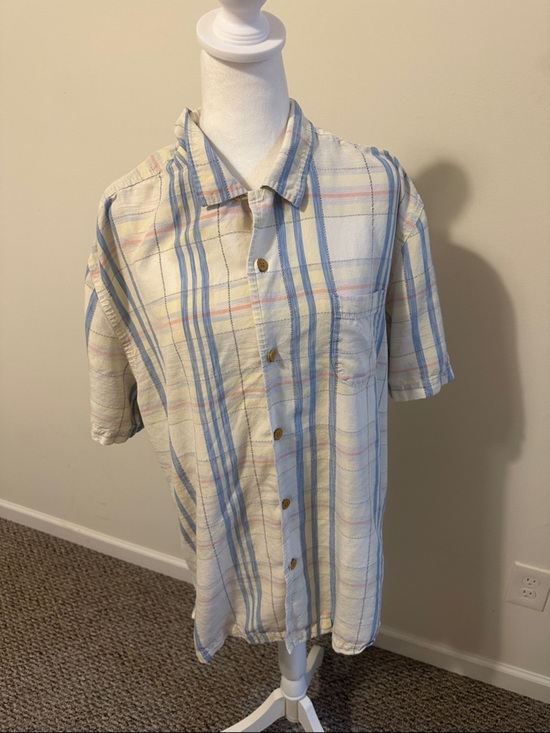 Tommy Bahama Other - Tommy Bahama Silk Blue & Cream Plaid Short Sleeve Button Down Shirt Size XXL